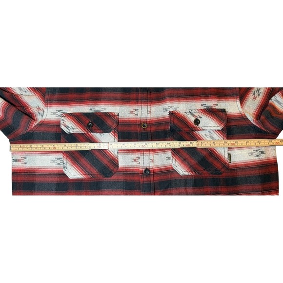 Burton Mens Flannel Shirt L Red Black Aztec Button Down Long Sleeve Snowboarding - Picture 9 of 10